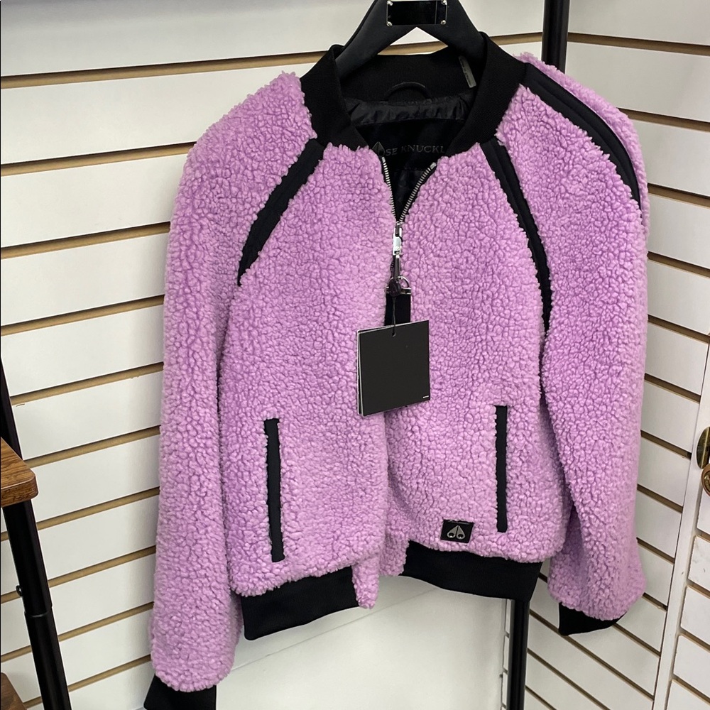 Moose Knuckles Purple Shearling Jacket